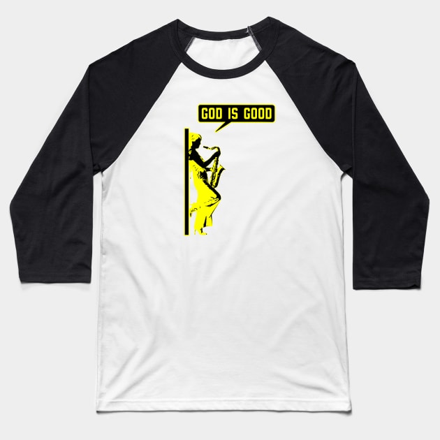 Christian saxophone player (saxophonist) in yellow and black color Baseball T-Shirt by Christian ever life